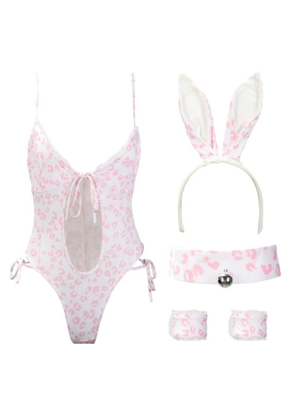 Pink Leopard lingerie costume with Bunny Ears